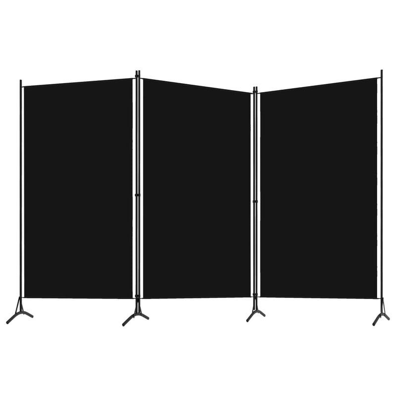 Dealsmate  3-Panel Room Divider Black 260x180 cm Fabric