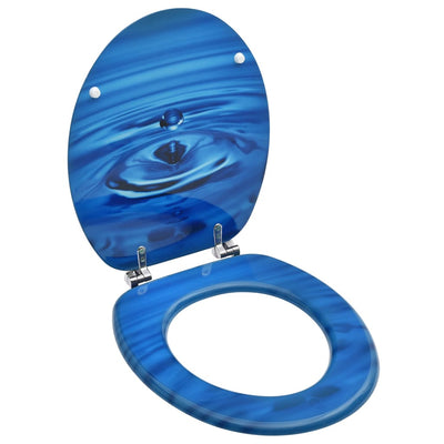 Dealsmate  WC Toilet Seat with Lid MDF Blue Water Drop Design