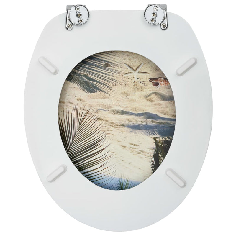 Dealsmate  WC Toilet Seat with Lid MDF Beach Design
