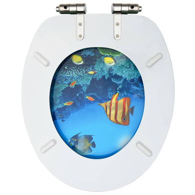 Dealsmate  WC Toilet Seat with Soft Close Lid MDF Deep Sea Design