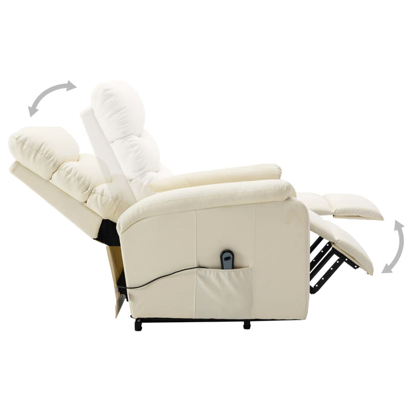 Dealsmate  Stand-up Recliner Cream White Faux Leather