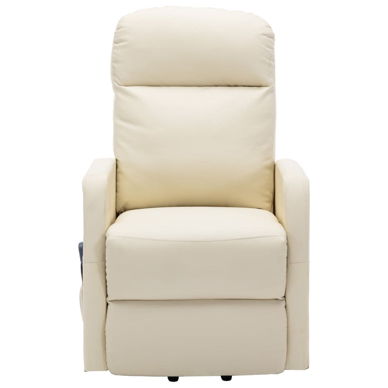 Dealsmate  Stand-up Massage Recliner Cream White Faux Leather