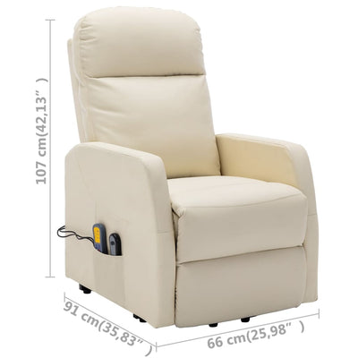 Dealsmate  Stand-up Massage Recliner Cream White Faux Leather