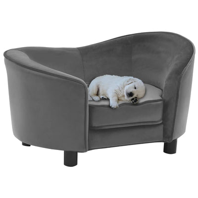 Dealsmate  Dog Sofa Grey 69x49x40 cm Plush and Faux Leather