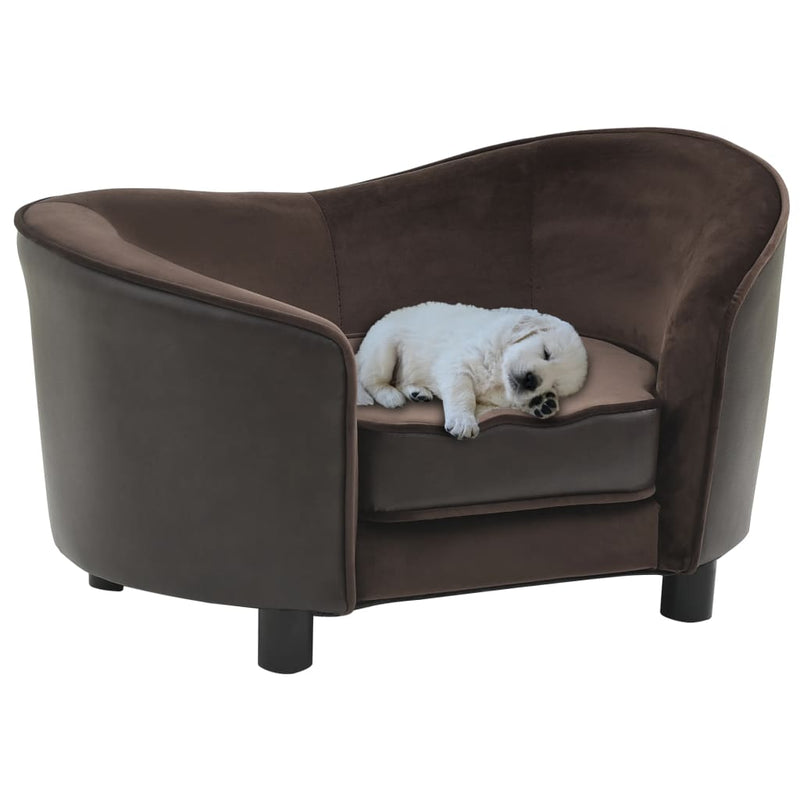 Dealsmate  Dog Sofa Brown 69x49x40 cm Plush and Faux Leather