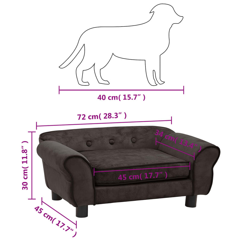 Dealsmate  Dog Sofa Brown 72x45x30 cm Plush