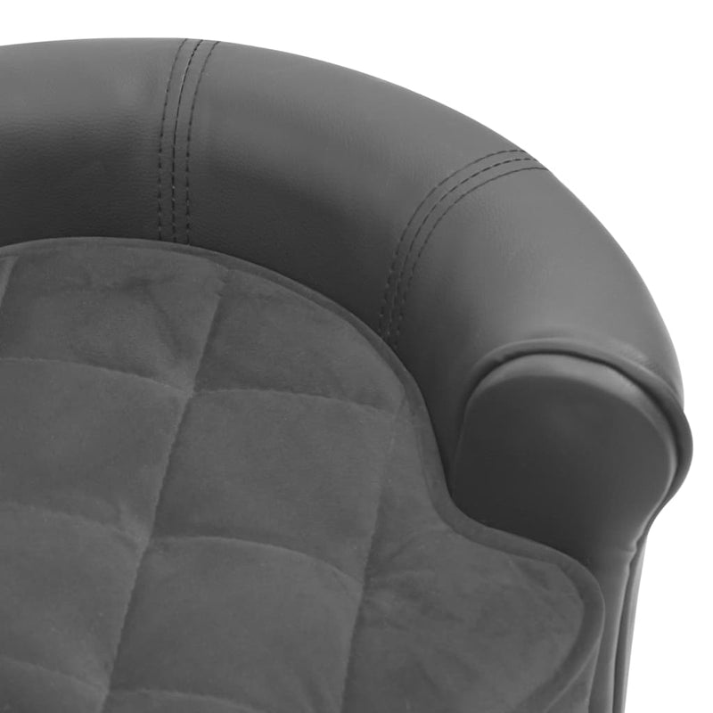 Dealsmate  Dog Sofa Grey 48x48x32 cm Plush and Faux Leather