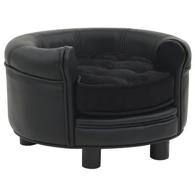 Dealsmate  Dog Sofa Black 48x48x32 cm Plush and Faux Leather