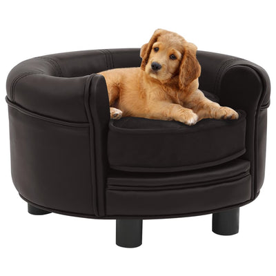 Dealsmate  Dog Sofa Brown 48x48x32 cm Plush and Faux Leather