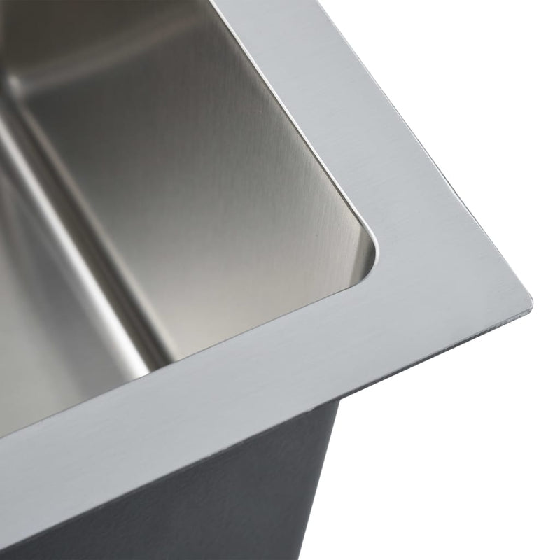 Dealsmate  Handmade Kitchen Sink with Overflow Hole Stainless Steel