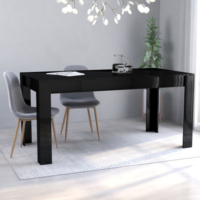 Dealsmate  Dining Table High Gloss Black 160x80x76 cm Chipboard