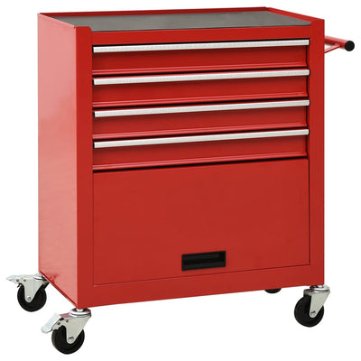 Dealsmate  Tool Trolley with 4 Drawers Steel Red