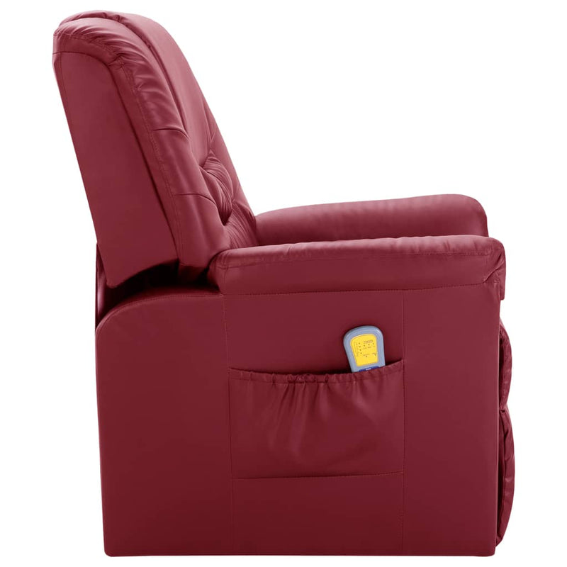 Dealsmate  Massage Recliner Chair Wine Red Faux Leather