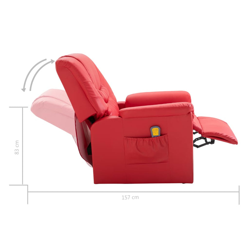 Dealsmate  Massage Recliner Chair Red Faux Leather