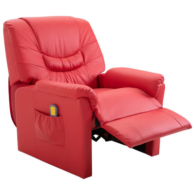 Dealsmate  Massage Recliner Chair Red Faux Leather