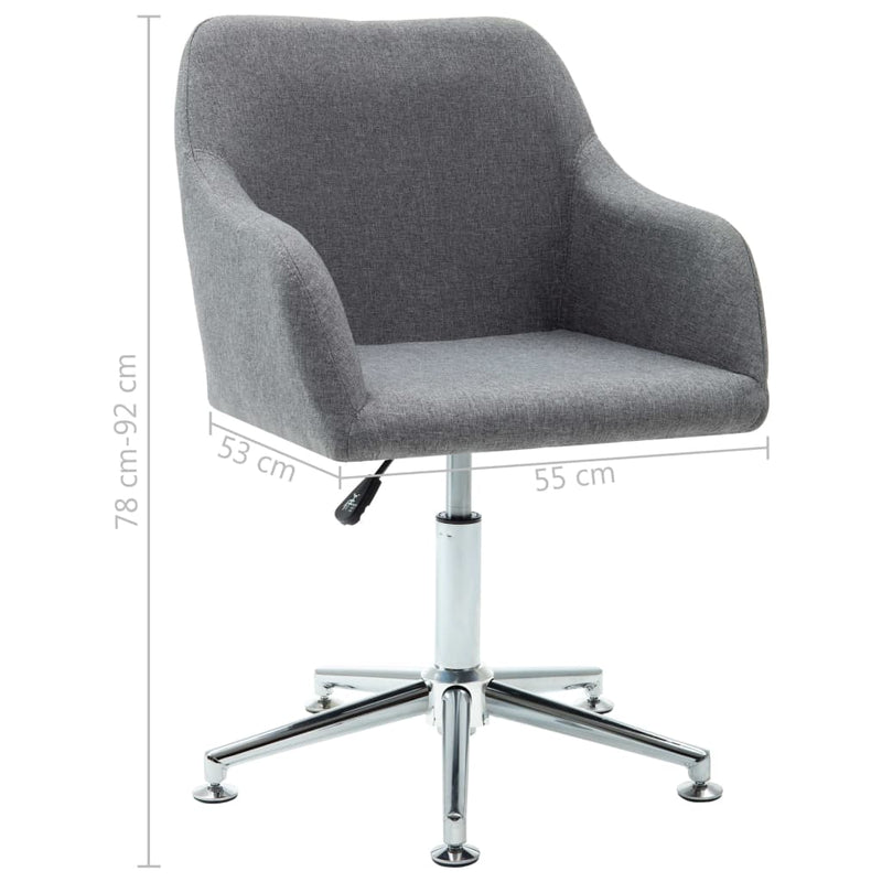 Dealsmate  2x Swivel Dining Chairs Light Grey Fabric