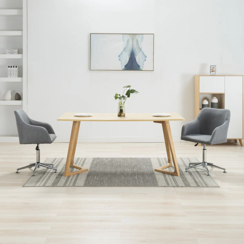 Dealsmate  2x Swivel Dining Chairs Light Grey Fabric