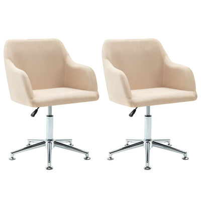 Dealsmate  2x Swivel Dining Chairs Cream Fabric