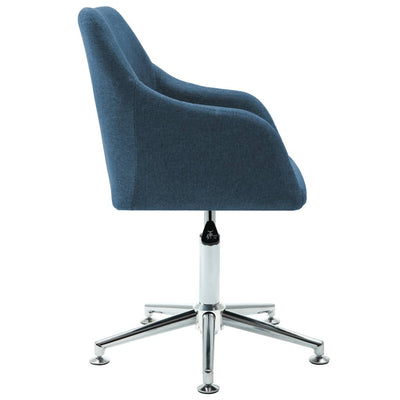 Dealsmate  2x Swivel Dining Chairs Blue Fabric