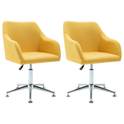 Dealsmate  2x Swivel Dining Chairs Yellow Fabric