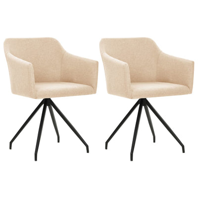 Dealsmate  Swivel Dining Chairs 2 pcs Cream Fabric