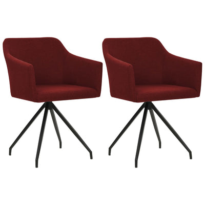 Dealsmate  Swivel Dining Chairs 2 pcs Wine Red Fabric