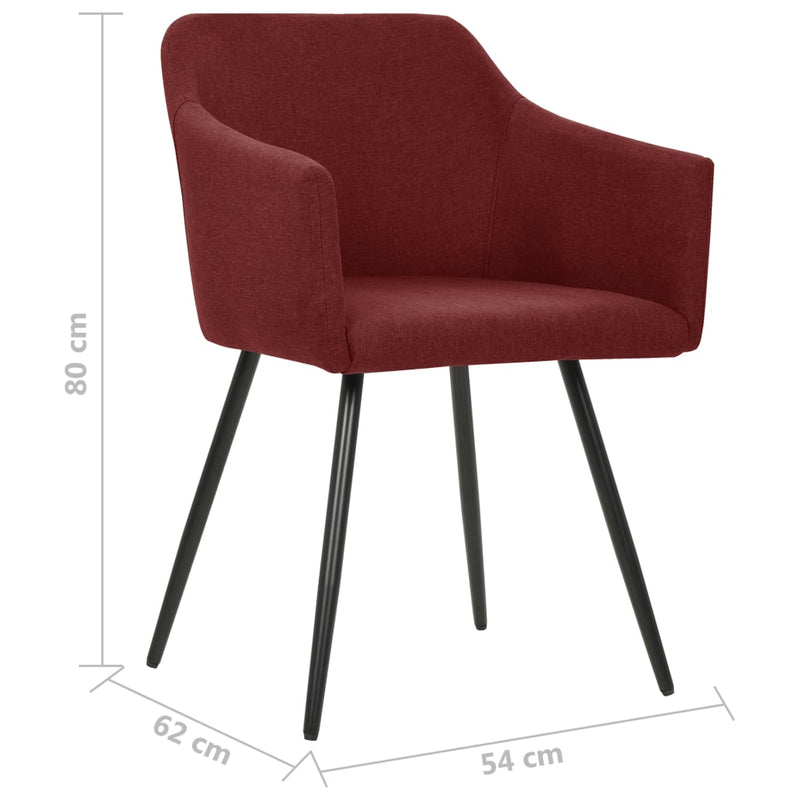 Dealsmate  Dining Chairs 2 pcs Wine Red Fabric