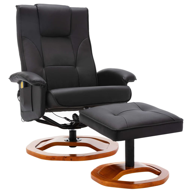 Dealsmate  Massage Chair with Footstool Black Faux Leather