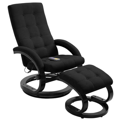 Dealsmate  Massage Recliner with Footrest Black Suede-touch Fabric