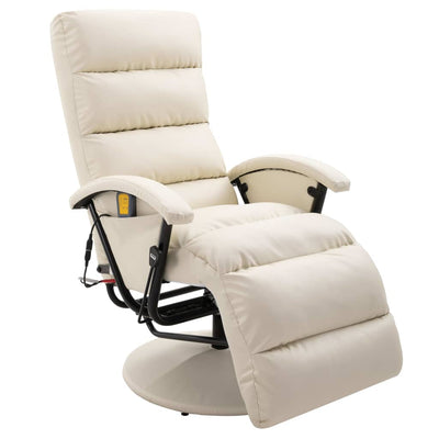 Dealsmate  TV Massage Recliner Cream White Faux Leather