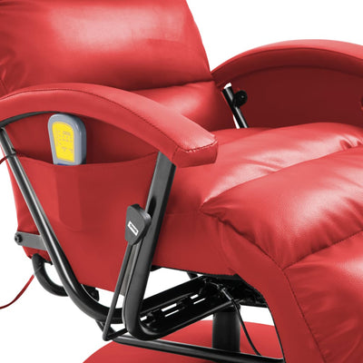 Dealsmate  TV Massage Recliner Red Faux Leather