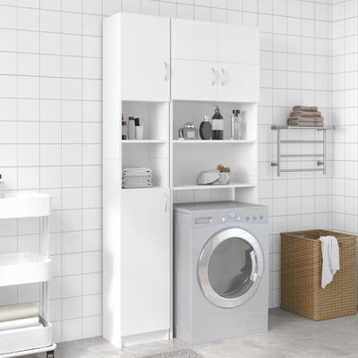 Dealsmate  Washing Machine Cabinet Set White Engineered Wood