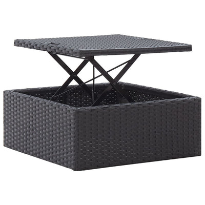 Dealsmate  Garden Lounge Bed with Roof Black Poly Rattan