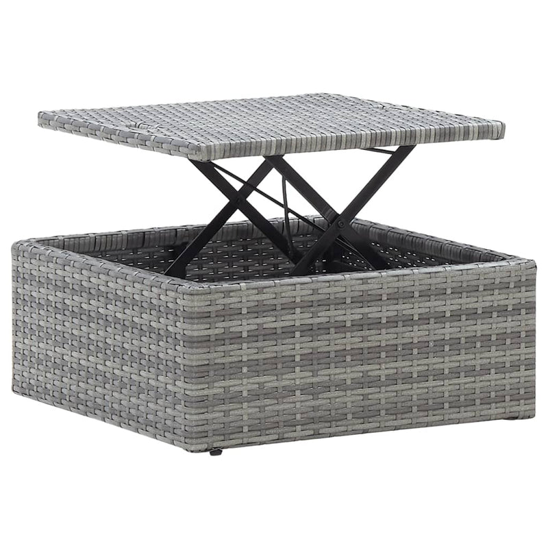 Dealsmate  Garden Lounge Bed with Roof Grey Poly Rattan