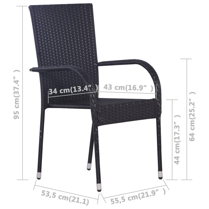 Dealsmate  Stackable Outdoor Chairs 6 pcs Poly Rattan Black