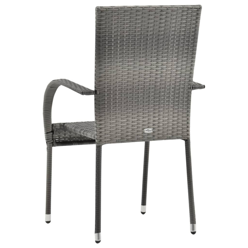 Dealsmate  Stackable Outdoor Chairs 6 pcs Grey Poly Rattan