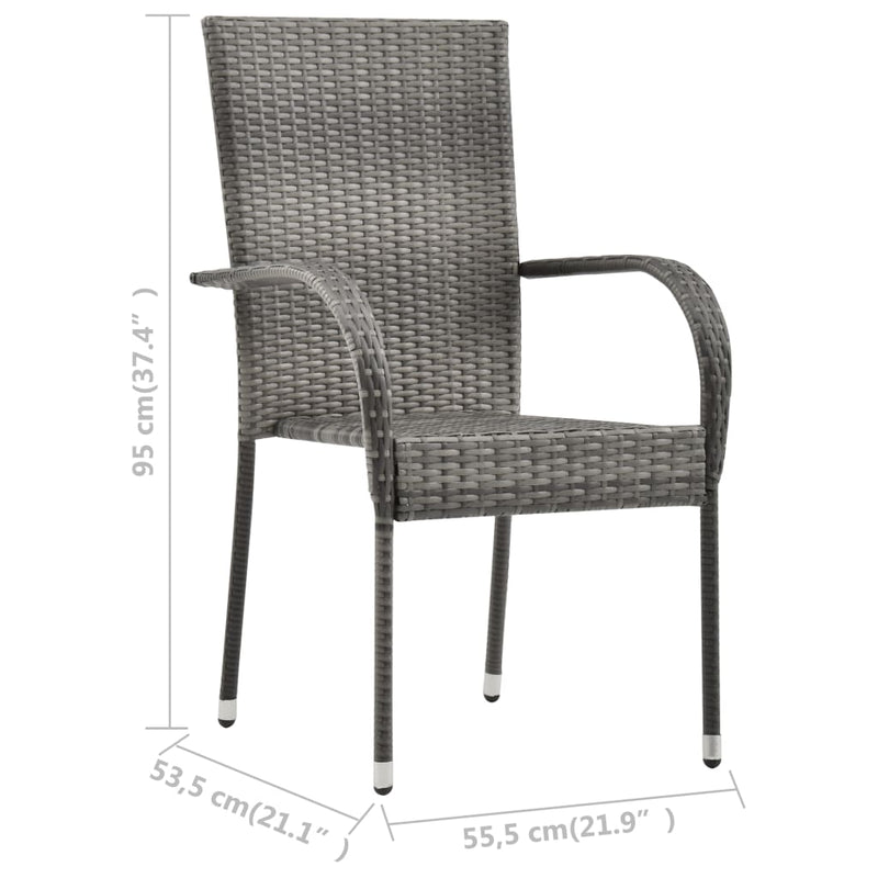 Dealsmate  Stackable Outdoor Chairs 6 pcs Grey Poly Rattan