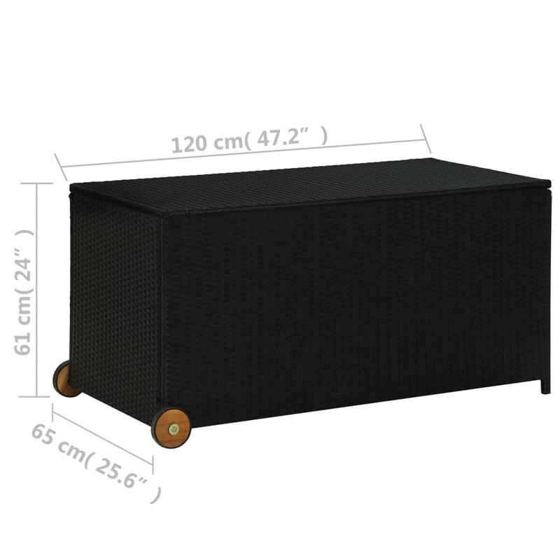 Dealsmate  Garden Storage Box Black 120x65x61 cm Poly Rattan