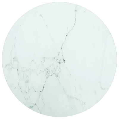 Dealsmate  Table Top White Ø30x0.8 cm Tempered Glass with Marble Design