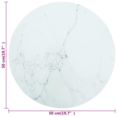 Dealsmate  Table Top White Ø50x0.8 cm Tempered Glass with Marble Design