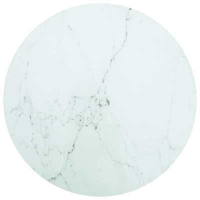 Dealsmate  Table Top White Ø60x0.8 cm Tempered Glass with Marble Design