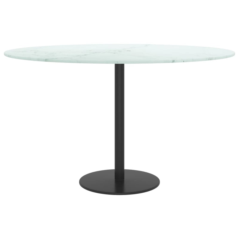 Dealsmate  Table Top White Ø70x0.8 cm Tempered Glass with Marble Design