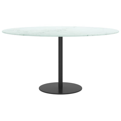 Dealsmate  Table Top White Ø80x1 cm Tempered Glass with Marble Design