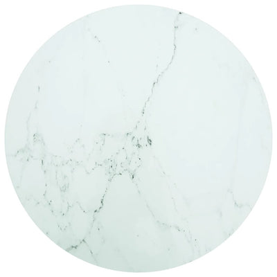 Dealsmate  Table Top White Ø90x1 cm Tempered Glass with Marble Design