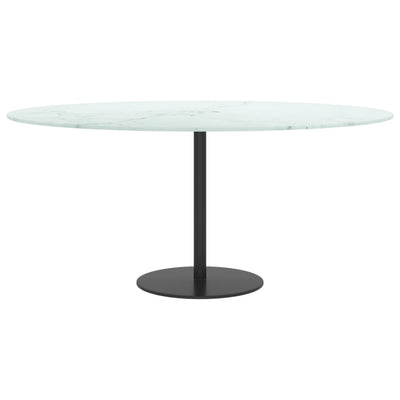 Dealsmate  Table Top White Ø90x1 cm Tempered Glass with Marble Design