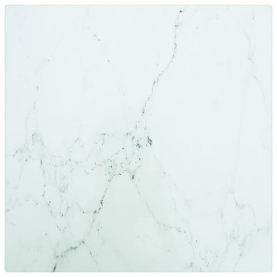 Dealsmate  Table Top White 30x30 cm 6 mm Tempered Glass with Marble Design