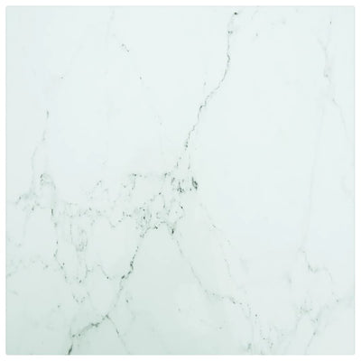 Dealsmate  Table Top White 40x40 cm 6 mm Tempered Glass with Marble Design