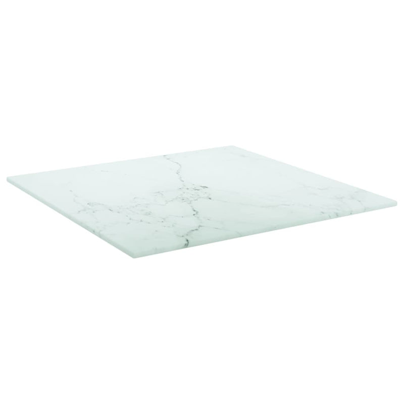 Dealsmate  Table Top White 40x40 cm 6 mm Tempered Glass with Marble Design