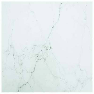Dealsmate  Table Top White 60x60 cm 6 mm Tempered Glass with Marble Design