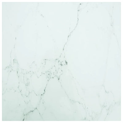 Dealsmate  Table Top White 80x80 cm 6 mm Tempered Glass with Marble Design